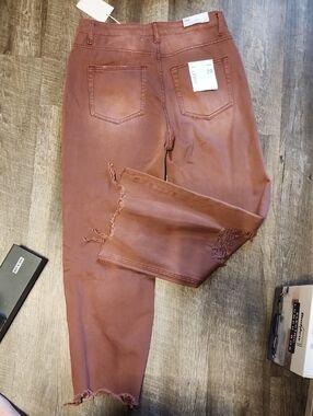 VERVET Rust Distressed High-Rise Jeans